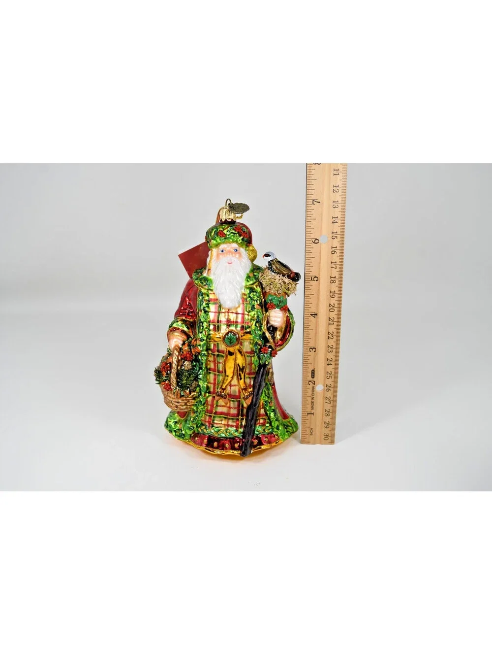 John Huras Blown Glass Ornament Santa Father Christmas Bird 14076 Neiman Marcus